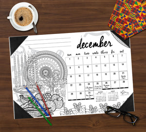 2024 Kwanzaa Edition Holiday Theme Desk Blotter Coloring Calendar