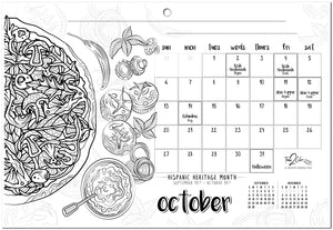 2024 Favorite Foods Theme Wall Coloring Calendar