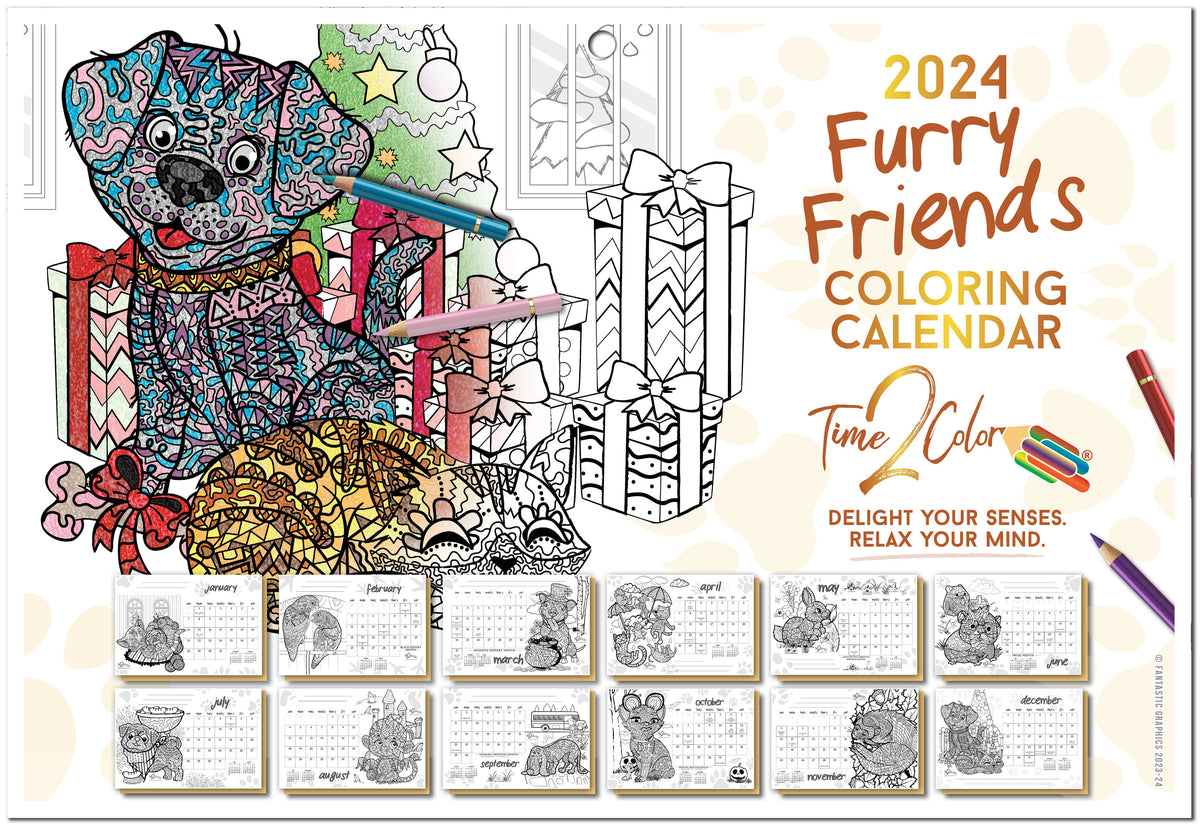 2024 Seasons Theme Wall Coloring Calendar – Time2Color Calendars