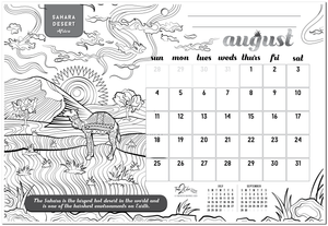 2024 Wonders Of The World Theme Wall Coloring Calendar