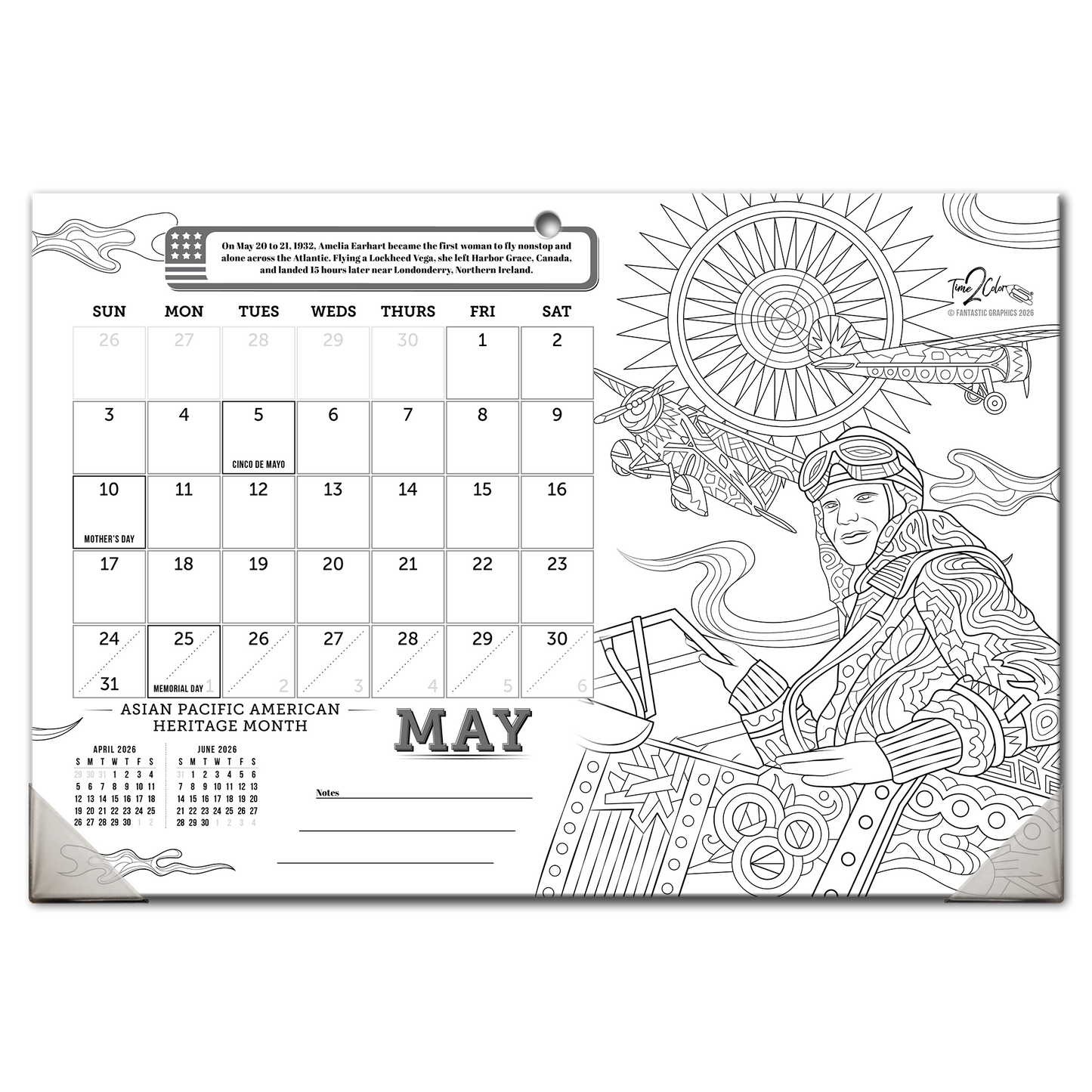 2026 Great Events in American History Home Edition Desk Blotter/Wall Coloring Calendar (19"x 13")