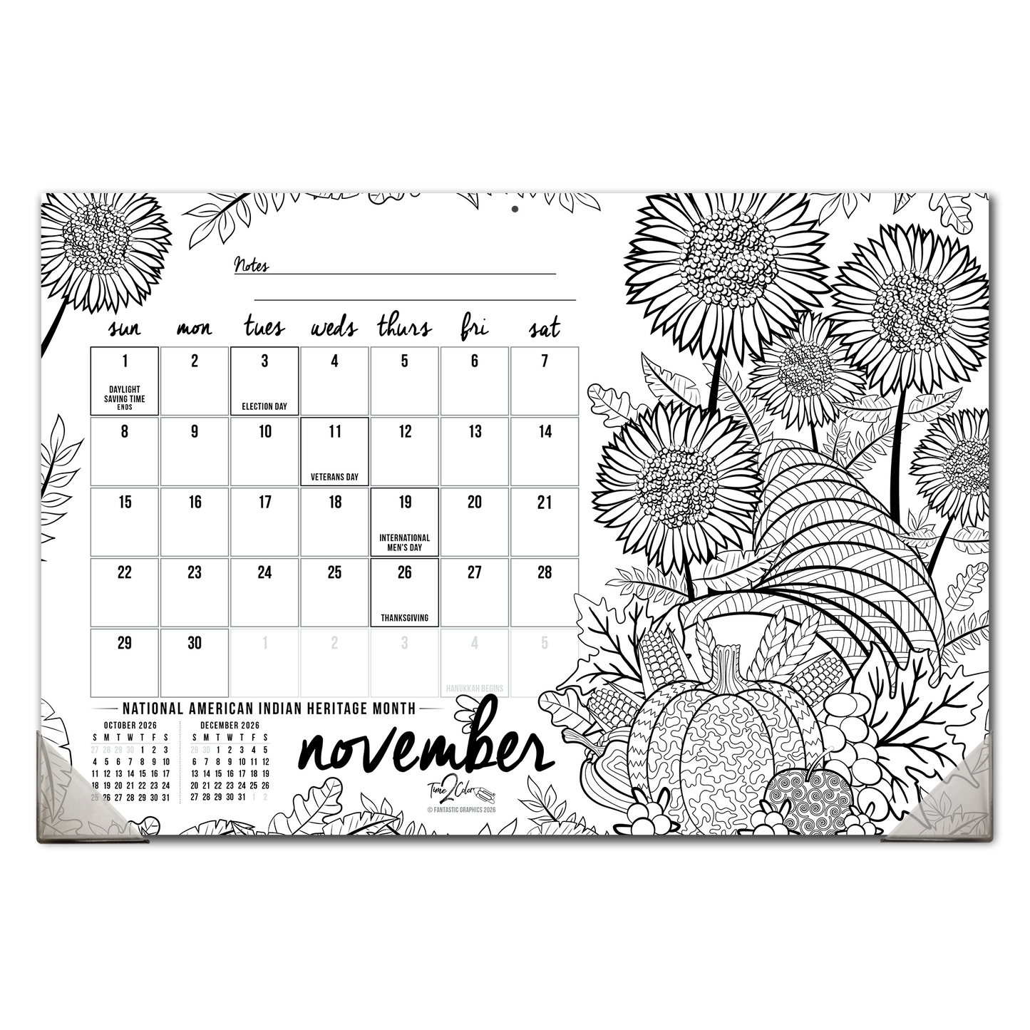 2026 "Christmas" Holiday Home Edition Desk Blotter/Wall Coloring Calendar (19" x 13")