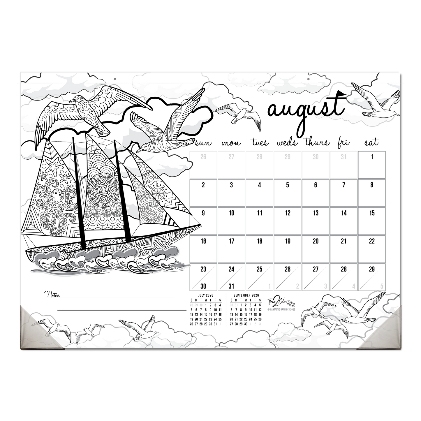 2026 Seasons Office Edition Desk Blotter/Wall Coloring Calendar (22" x 16")