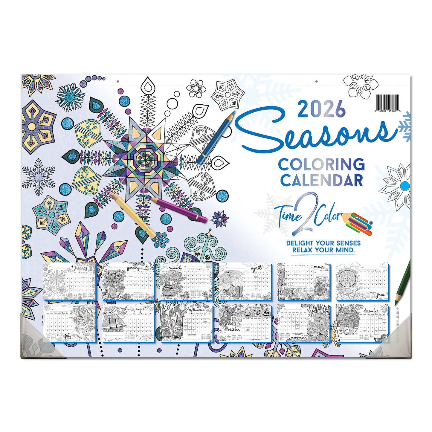 2026 Seasons Office Edition Desk Blotter/Wall Coloring Calendar (22" x 16")