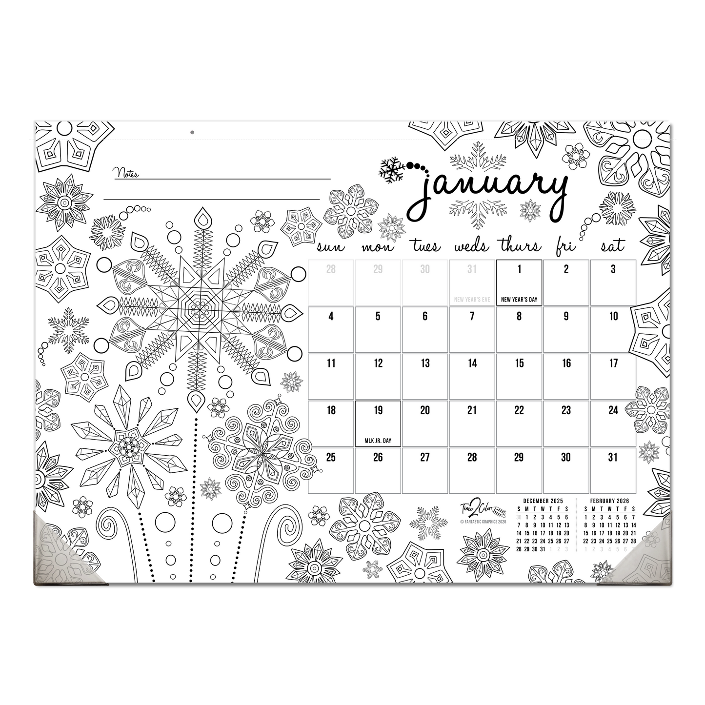2026 Seasons Office Edition Desk Blotter/Wall Coloring Calendar (22" x 16")
