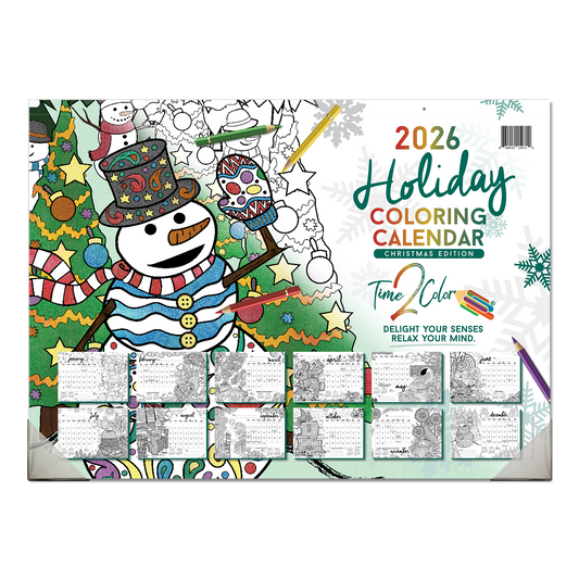 2026 "Christmas" Holiday Office Edition Desk Blotter/Wall Coloring Calendar (22" x 16")