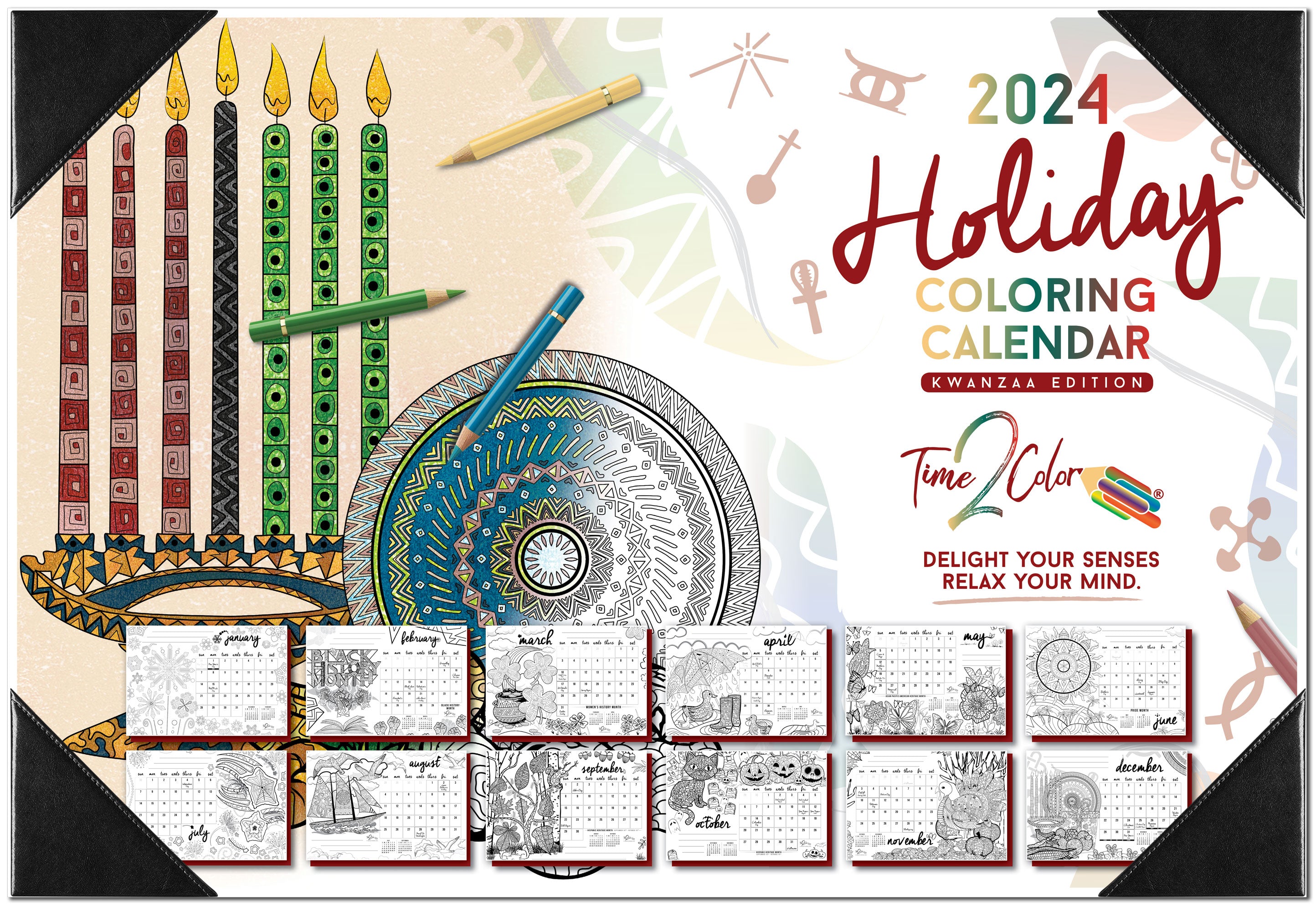 2024 Kwanzaa Edition Holiday Theme Desk Blotter Coloring Calendar