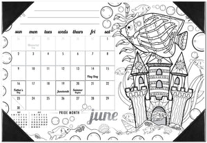 2024 Tropical Fish Theme Desk Blotter Coloring Calendar
