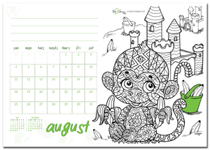 2024 Furry Friends Theme Lucite Desktop Coloring Calendar