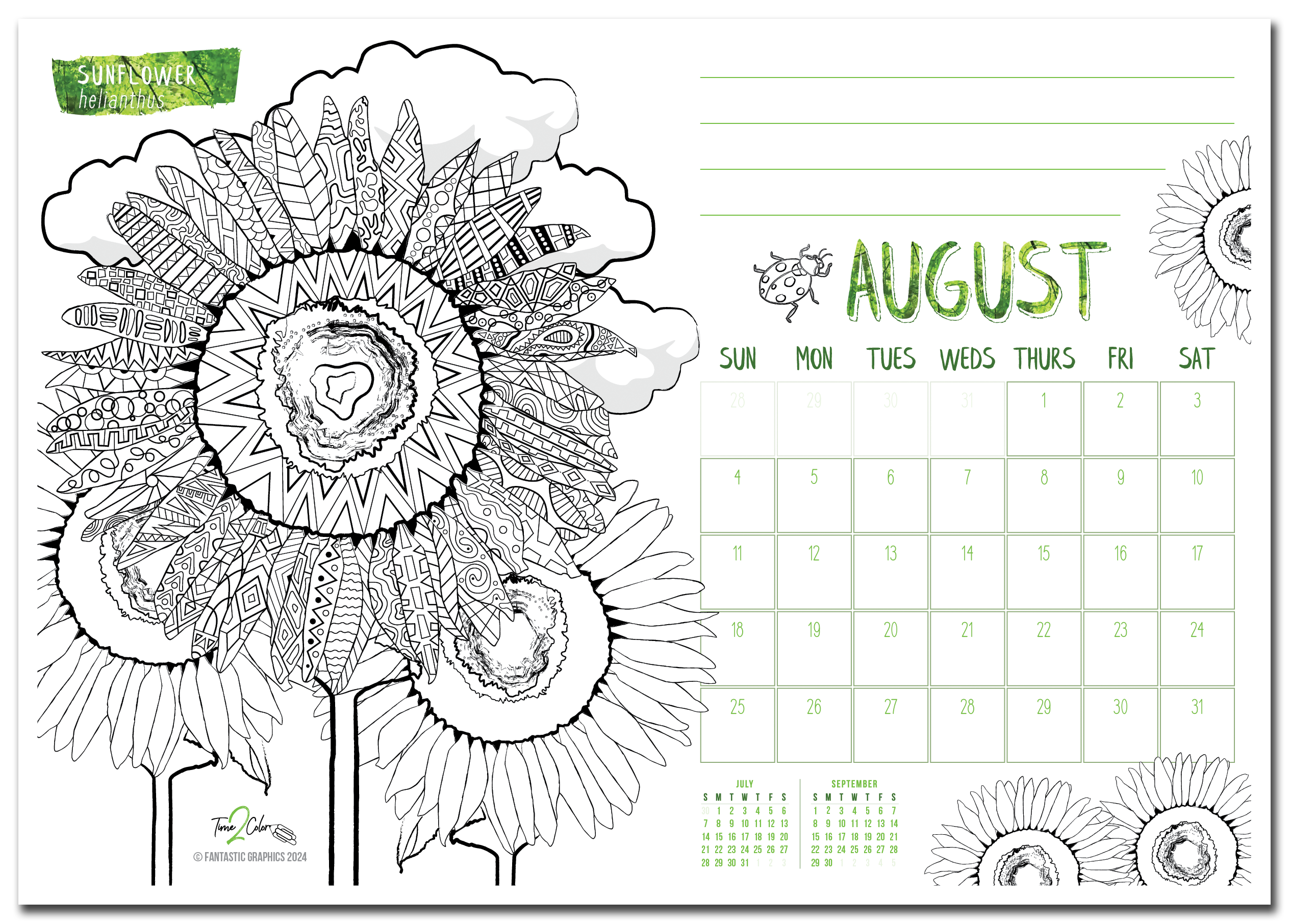 2024 Seasons Theme Wall Coloring Calendar – Time2Color Calendars