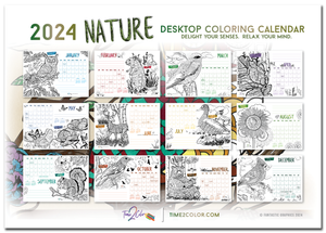 2024 Nature Theme Lucite Desktop Coloring Calendar