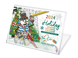 2024 Christmas Edition Holiday Theme Lucite Desktop Coloring Calendar