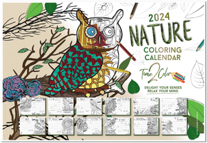 2024 Nature Theme Wall Coloring Calendar