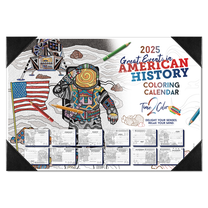 2025 Great Events in American History Home Edition Desk Blotter Coloring Calendar (19"x 13")