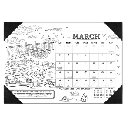 2025 Great Events in American History Home Edition Desk Blotter Coloring Calendar (19"x 13")