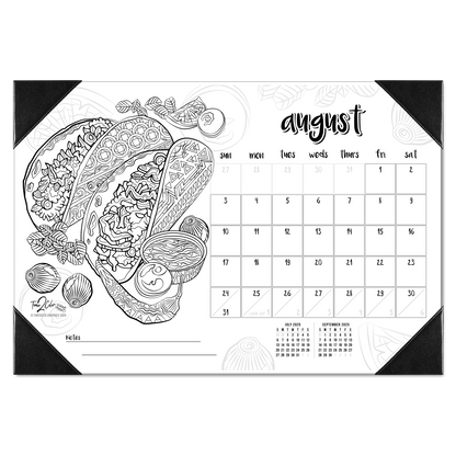 2025 Favorite Foods Home Edition Desk Blotter Coloring Calendar (19" x 13")