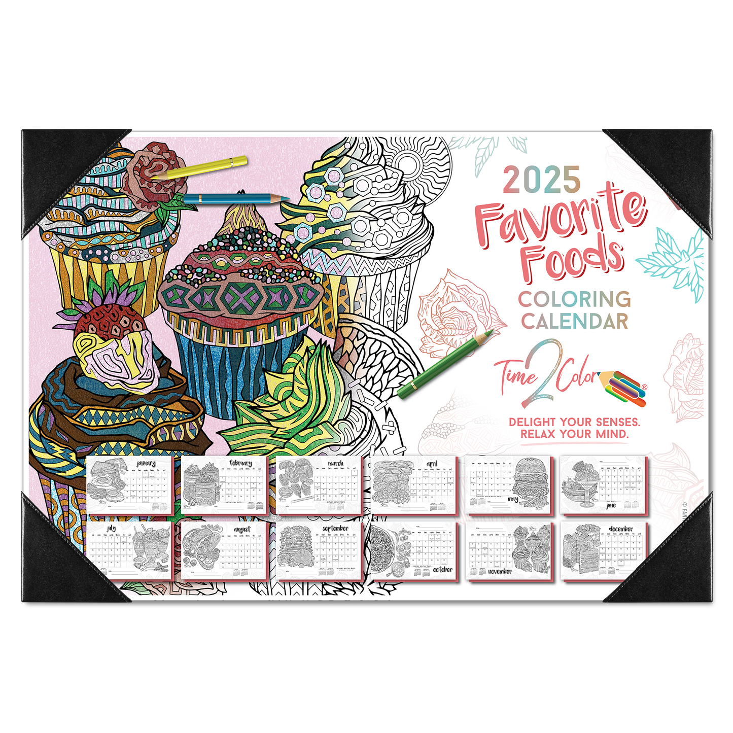 2025 Favorite Foods Home Edition Desk Blotter Coloring Calendar (19" x 13")