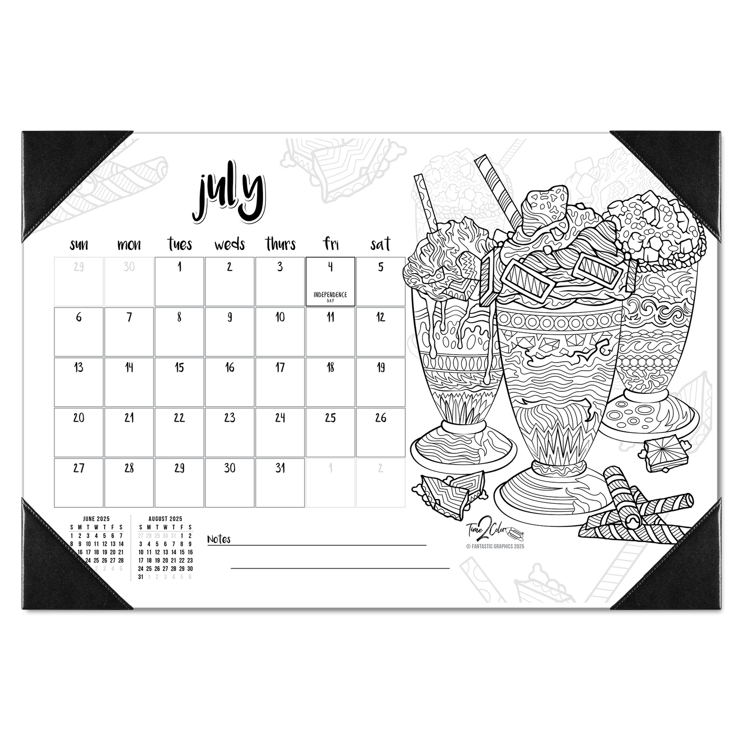 2025 Favorite Foods Home Edition Desk Blotter Coloring Calendar (19" x 13")