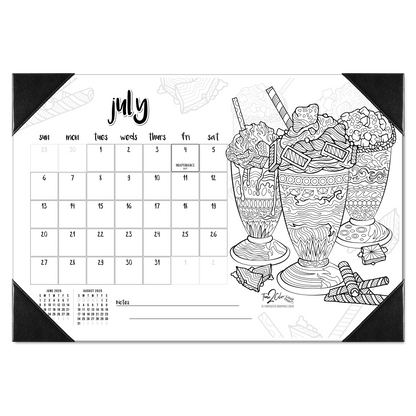 2025 Favorite Foods Home Edition Desk Blotter Coloring Calendar (19" x 13")