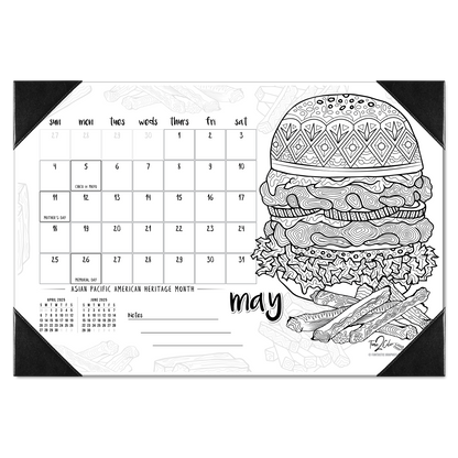 2025 Favorite Foods Home Edition Desk Blotter Coloring Calendar (19" x 13")