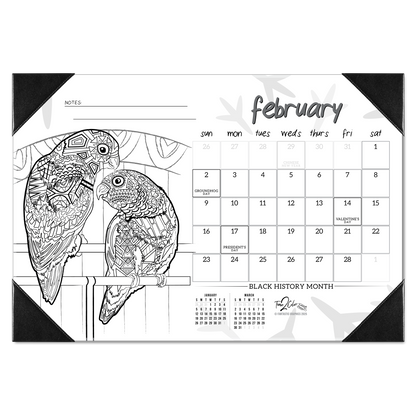 2025 Furry Friends Home Edition Desk Blotter Coloring Calendar (19" x 13")