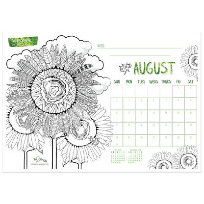 2025 Nature Standing Lucite Desktop Coloring Calendar (8.5" x 6")