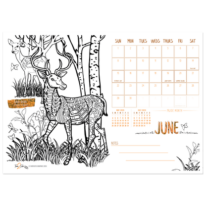 2025 Nature Standing Lucite Desktop Coloring Calendar (8.5" x 6")