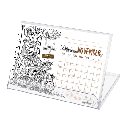 2025 Nature Standing Lucite Desktop Coloring Calendar (8.5" x 6")