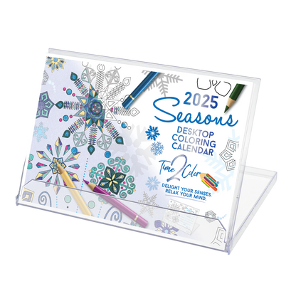 2025 Seasons Standing Lucite Desktop Coloring Calendar (8.5" x 6")