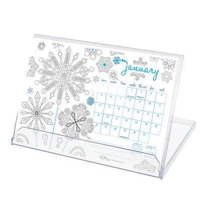 2025 Seasons Standing Lucite Desktop Coloring Calendar (8.5" x 6")