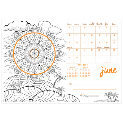 2025 Seasons Standing Lucite Desktop Coloring Calendar (8.5" x 6")