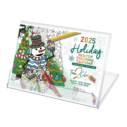 2025 "Christmas" Holiday Standing Lucite Desktop Coloring Calendar (8.5" x 6")