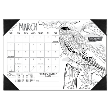 2025 Nature Home Edition Desk Blotter Coloring Calendar (19" x 13")