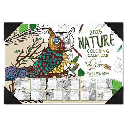 2025 Nature Home Edition Desk Blotter Coloring Calendar (19" x 13")