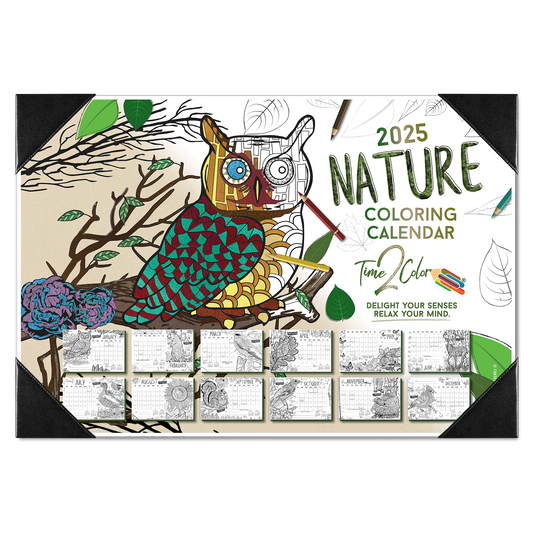 2025 Nature Home Edition Desk Blotter Coloring Calendar (19" x 13")