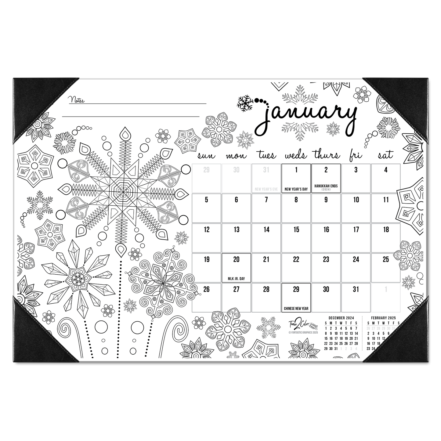 2025 Seasons Home Edition Desk Blotter Coloring Calendar (19" x 13")