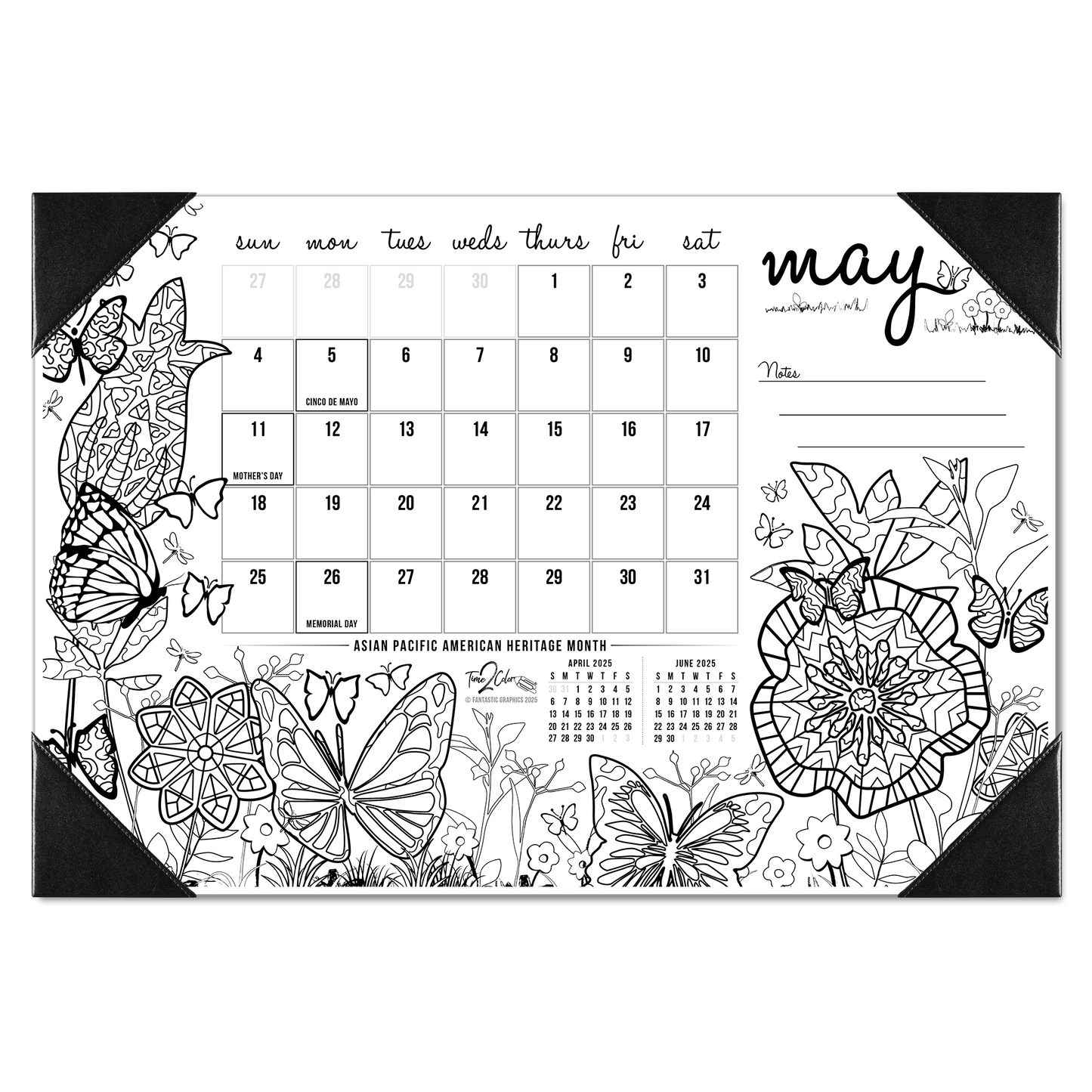 2025 Seasons Home Edition Desk Blotter Coloring Calendar (19" x 13")