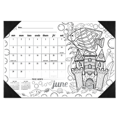 2025 Tropical Fish Home Edition Desk Blotter Coloring Calendar (19" x 13")