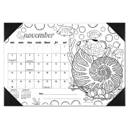 2025 Tropical Fish Home Edition Desk Blotter Coloring Calendar (19" x 13")