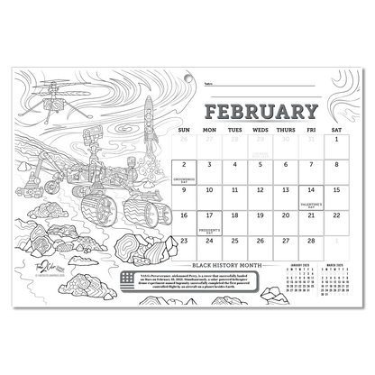 2025 Great Events in American History Wall/Deskpad Coloring Calendar (19" x 13")