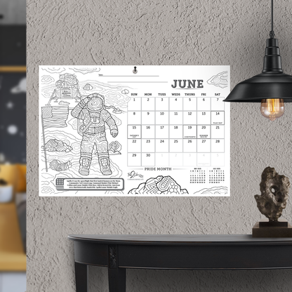 2025 Great Events in American History Wall/Deskpad Coloring Calendar (19" x 13")