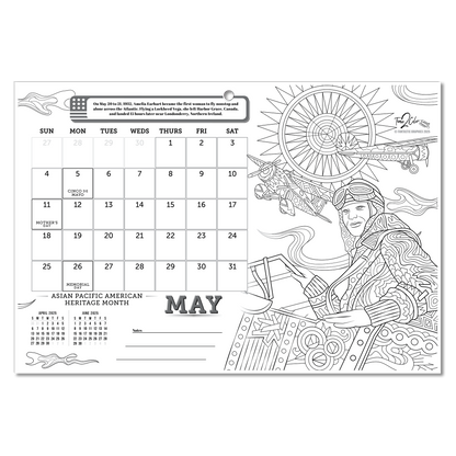 2025 Great Events in American History Wall/Deskpad Coloring Calendar (19" x 13")