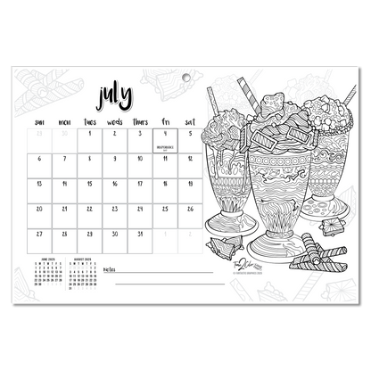 2025 Favorite Foods Wall/Deskpad Coloring Calendar (19" x 13")