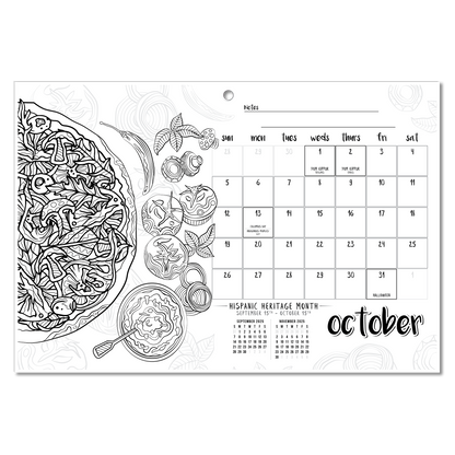 2025 Favorite Foods Wall/Deskpad Coloring Calendar (19" x 13")