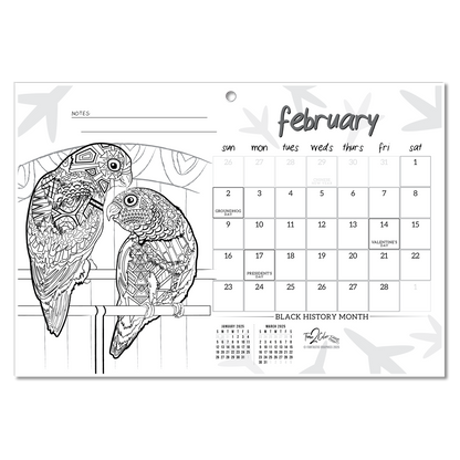 2025 Furry Friends Wall/Deskpad Coloring Calendar (19" x 13")