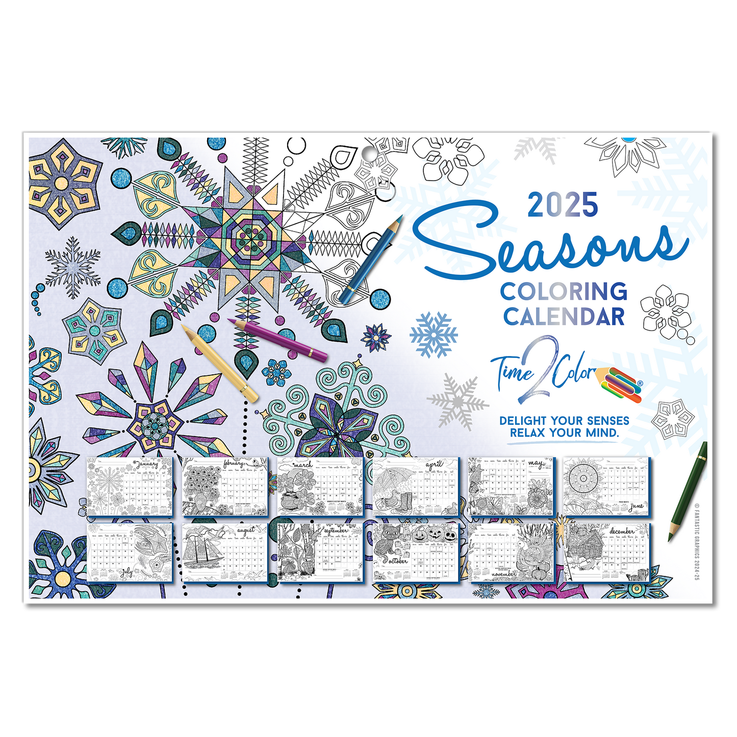 2025 Seasons Wall/Deskpad Coloring Calendar (19" x 13")