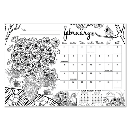 2025 Seasons Wall/Deskpad Coloring Calendar (19" x 13")