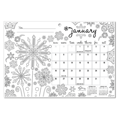 2025 Seasons Wall/Deskpad Coloring Calendar (19" x 13")