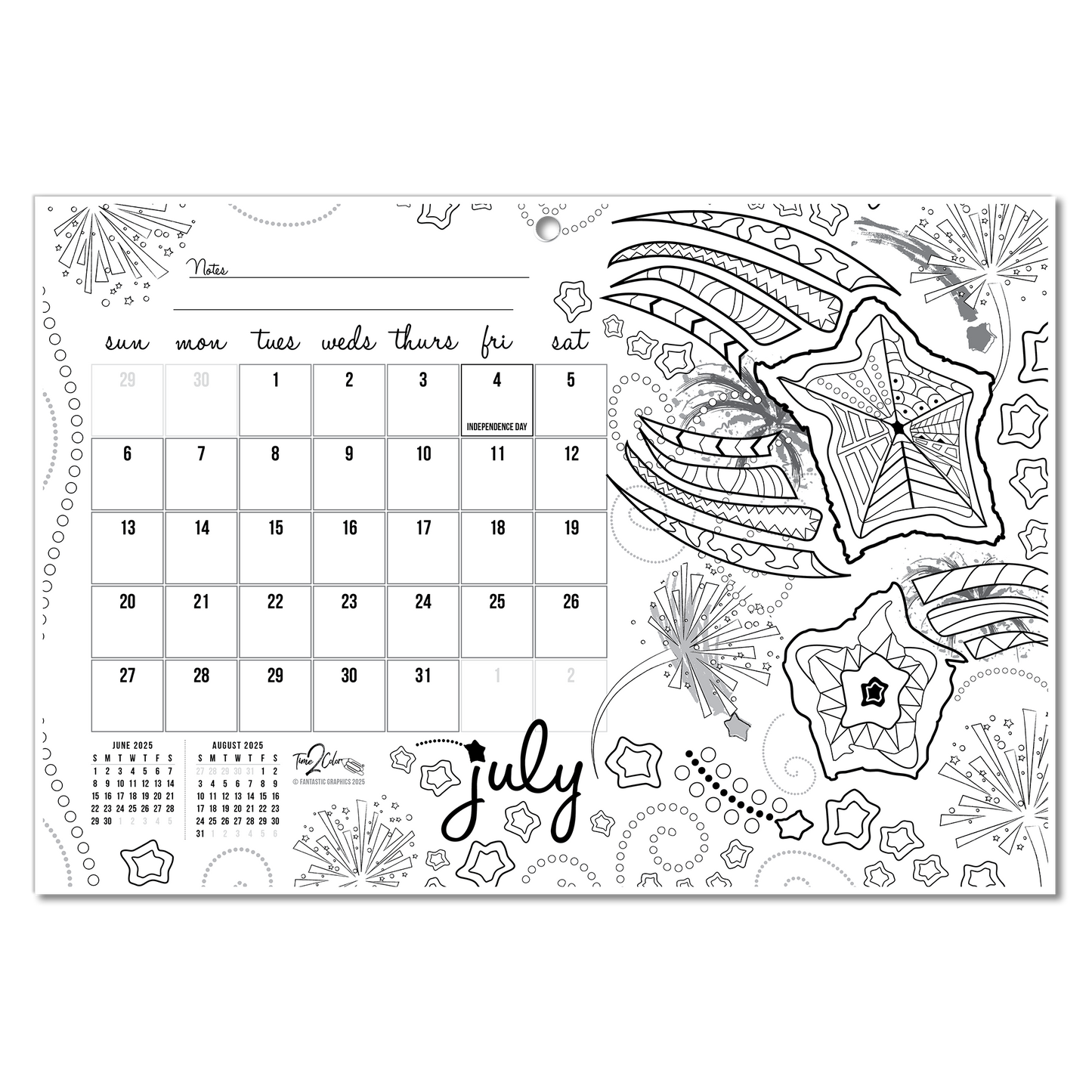 2025 Seasons Wall/Deskpad Coloring Calendar (19" x 13")