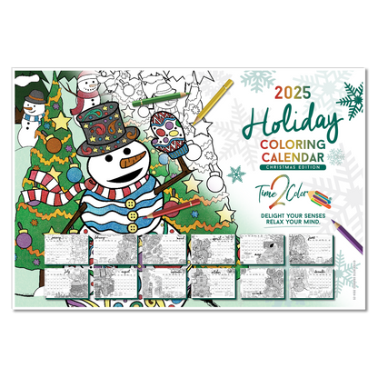 2025 "Christmas" Holiday Wall/Deskpad Coloring Calendar (19" x 13")